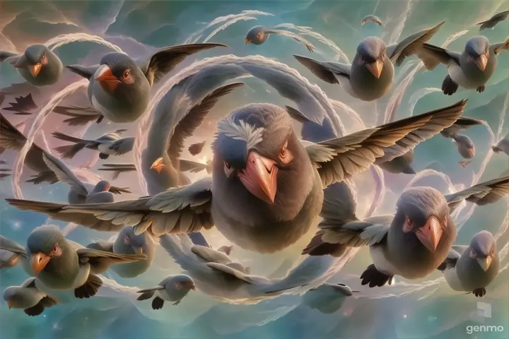 a group of birds flying through the air