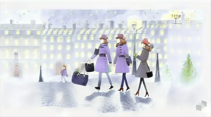 TWO GIRLS  walking down a street.