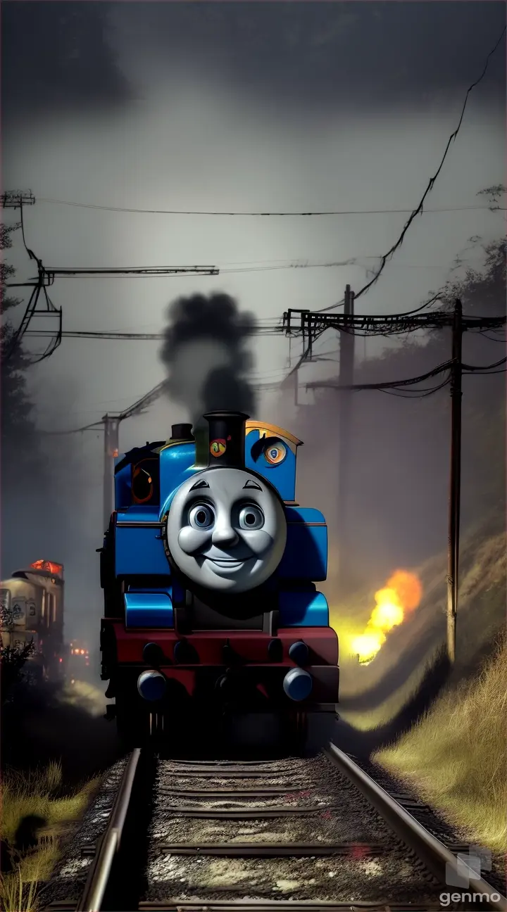 Creepy side of Thomas the train, cartoon style