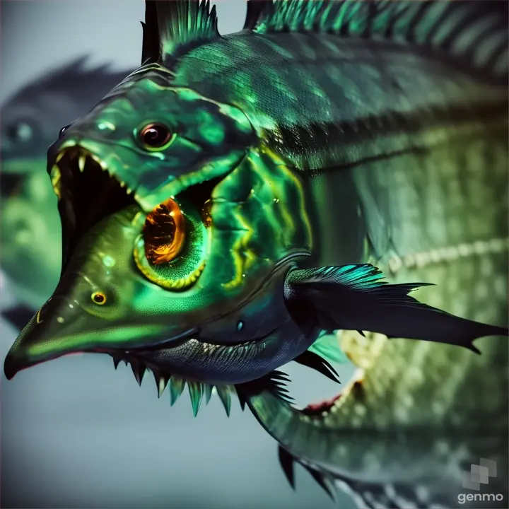 an unknown green fish. make it scary