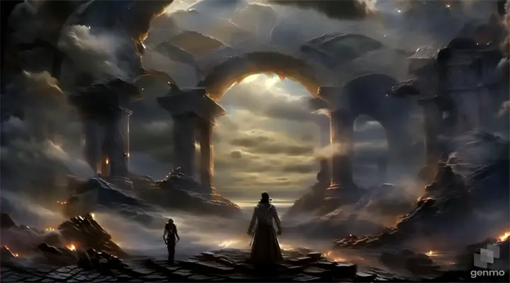 a man standing in a dark tunnel surrounded by smoke