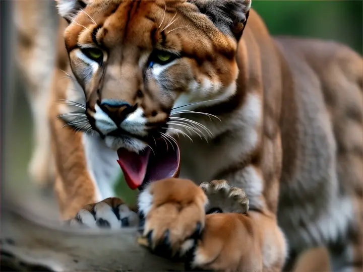 a cougar eating a shoe