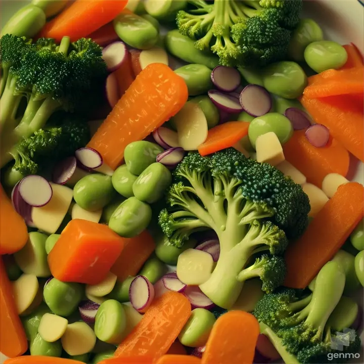 Bright orange carrots and vibrant green broccoli arranged on a plate, surrounded by colorful peas. The veggies are arranged in a smiley face to make them look inviting and appealing to babies. ultra-hd, 4K, 