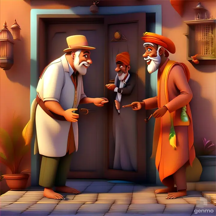 a cartoon picture of a man talking to another man, make the character moving 