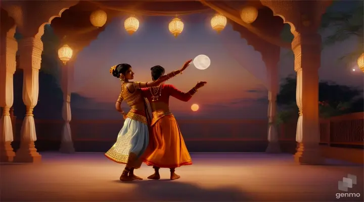 A indian  beautiful girl  and boy dancing 