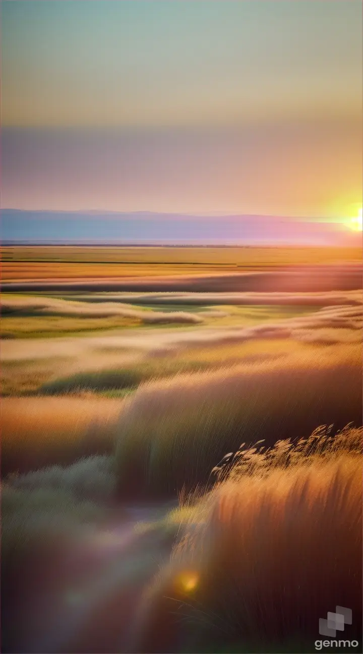 The rhythmic swaying of tall grasses in a windswept prairie, creating a mesmerizing dance in the breeze.
