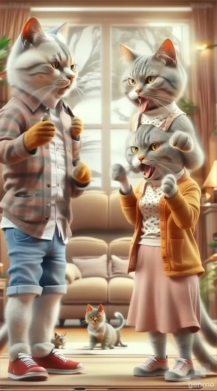 a couple of cats standing next to each other