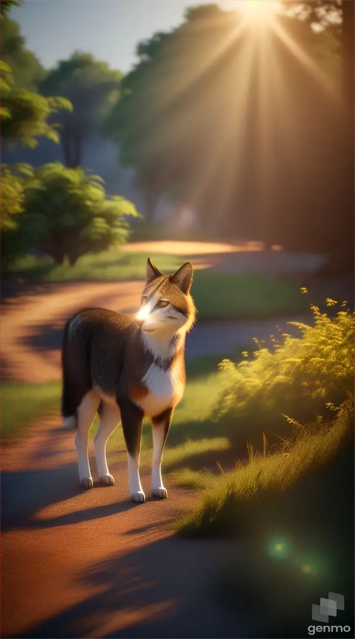 paisaje hermoso con sol brillante , animales hermosos todo en 8k realistico ,