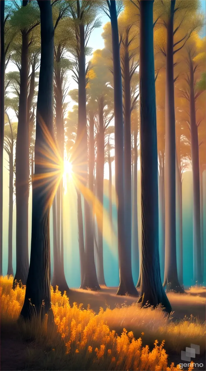 paisaje hermoso con sol brillante , animales hermosos todo en 8k realistico ,