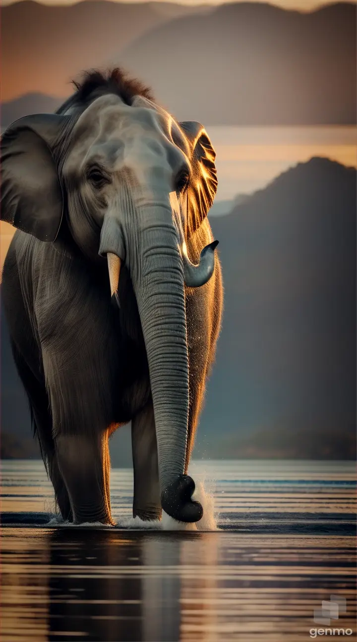 paisaje hermoso con sol brillante , elefante hermosos todo en 8k realistico ,