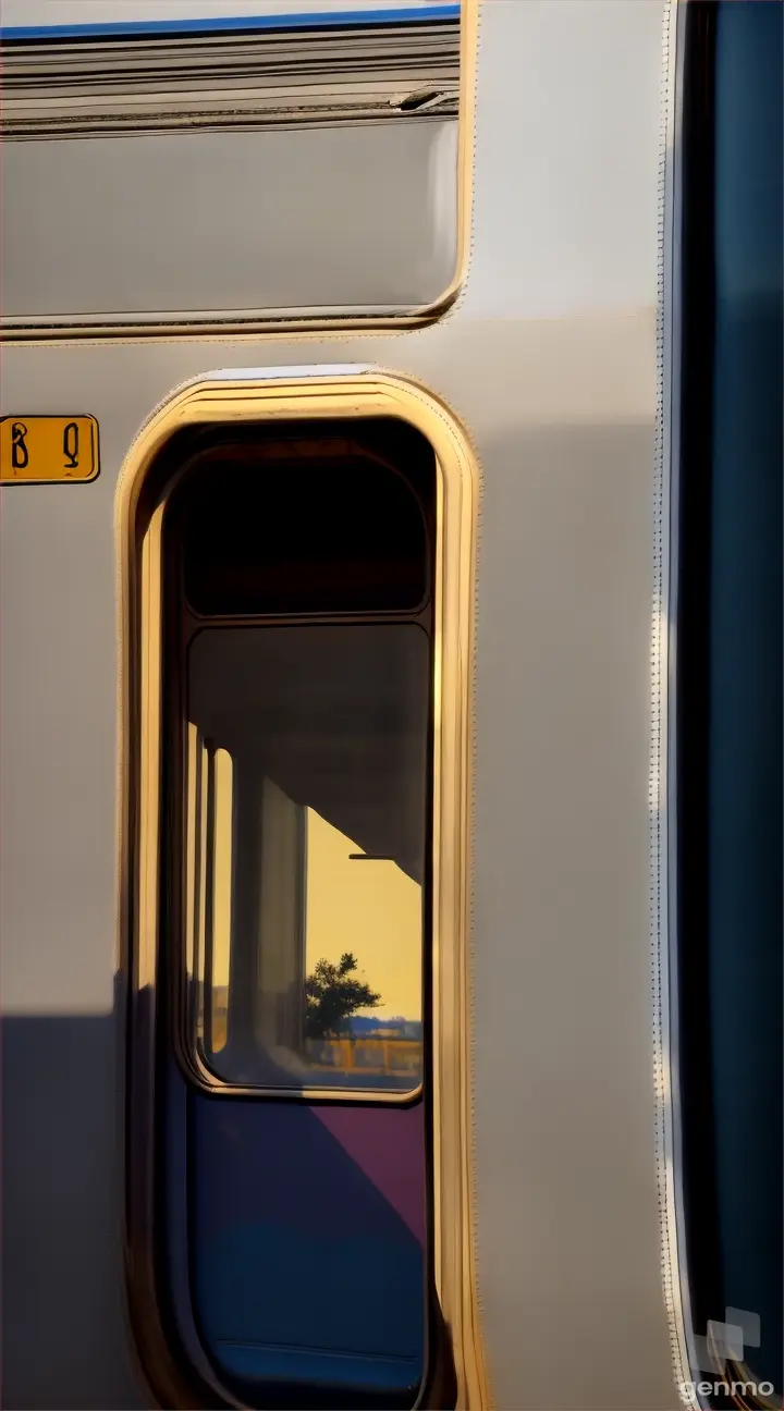 persona dentro del tren pensando y observando en la ventana mientras el tren esta en movimiento 8k , realistico