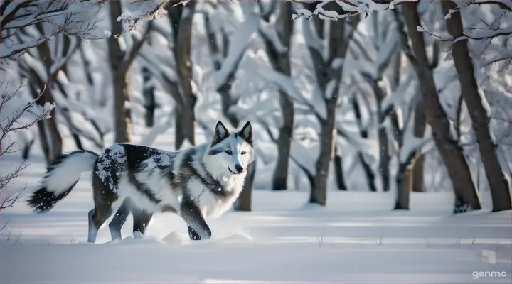 lobo hermoso caminando en el bosque ,nieve ,perfecta 8k , realisitico