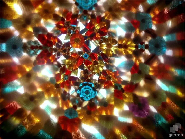 an abstract picture of a flower with many colors