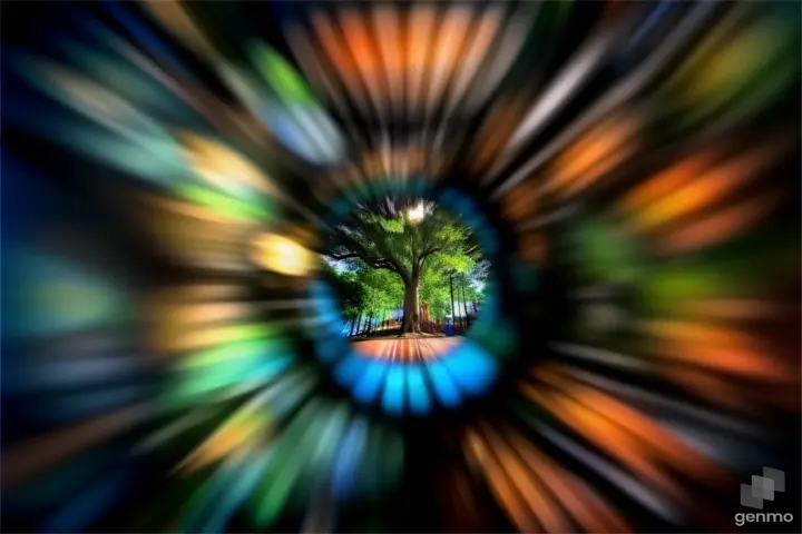 a blurry photo of a tree in the middle of a picture