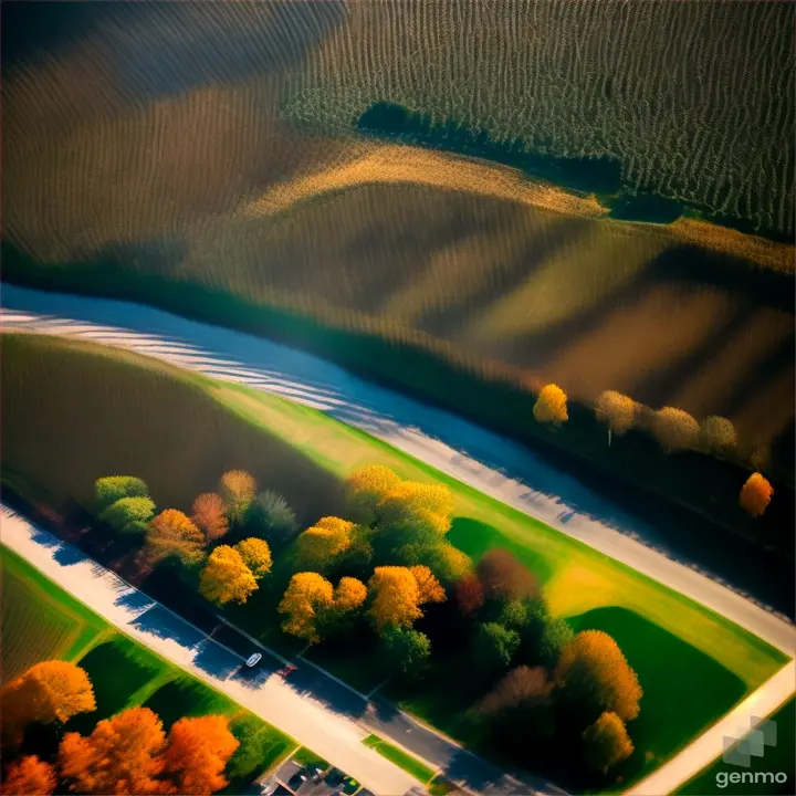 Aerial photography from a copter, very fast take-off from the ground, park alleys remain below, high detail, use Sony Alpha a9 II mirrorless digital camera
