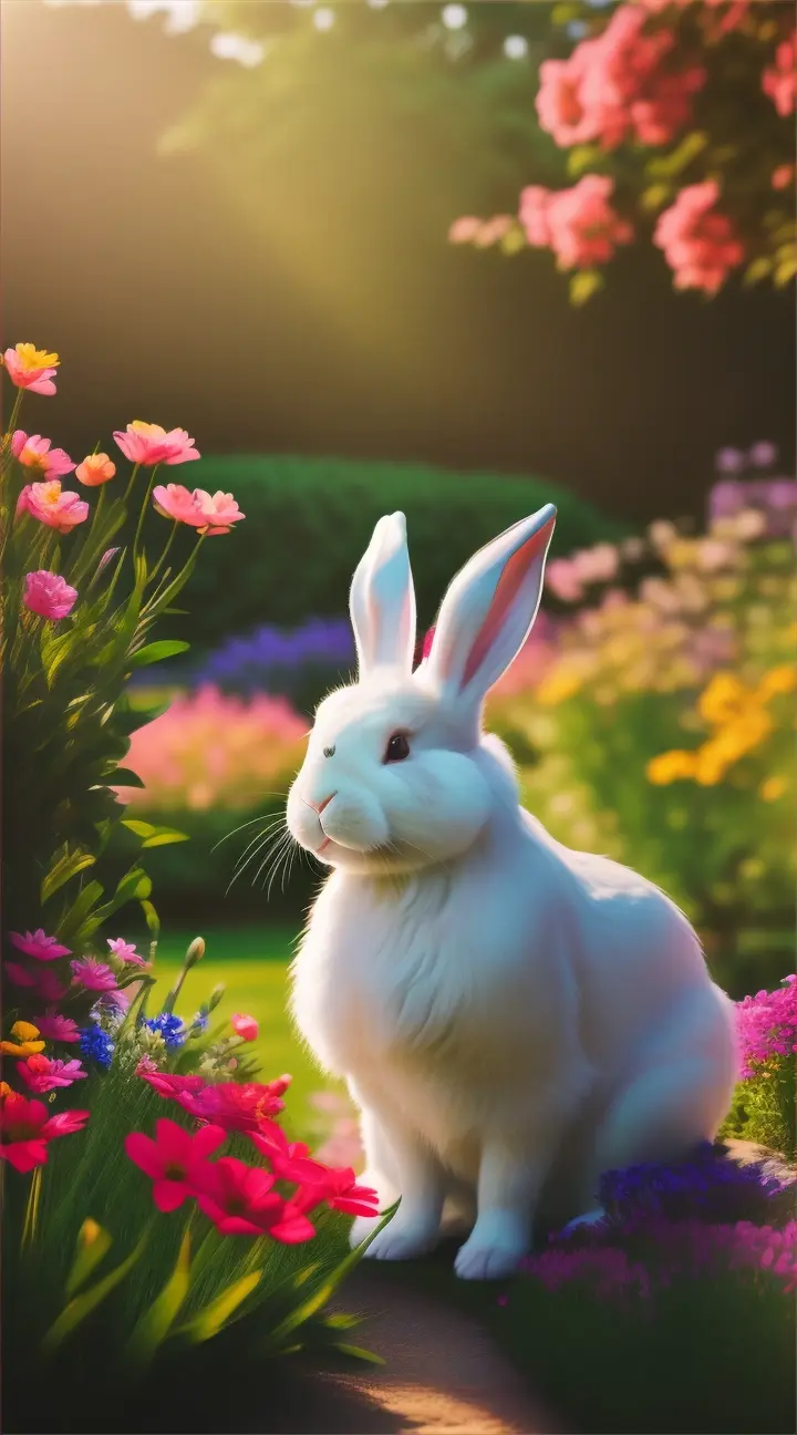 Beautiful bunny in beautiful garden