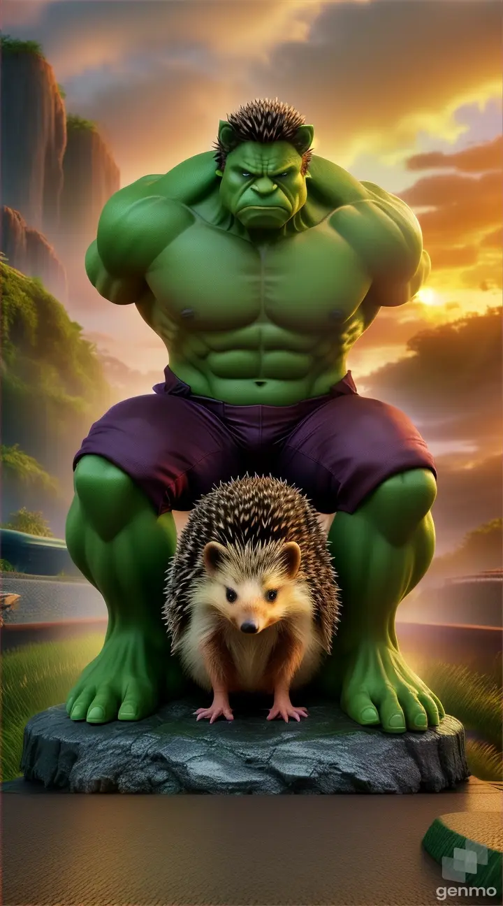 a hedgehog is sitting on top of a hulk