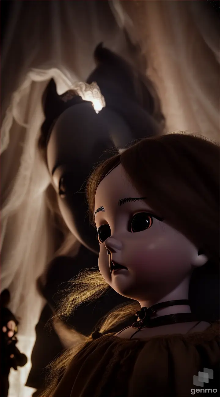 The paranormal expert examining one of the dolls, sensing its dark energy.