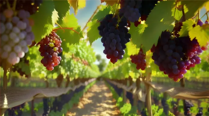 wide shot of grapes Grove, Full nature and Colorful , Pixar 3d
