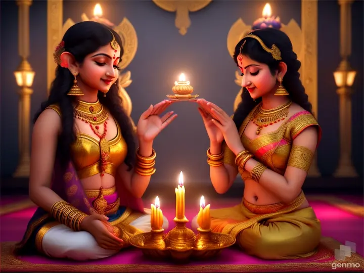 The Worship of Lord Ganesha and Goddess Lakshmi:

Image: People offering prayers to Lord Ganesha and Goddess Lakshmi, seeking blessings for prosperity and happiness in the new year.