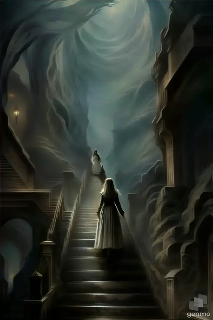 a woman step down a set of stairs