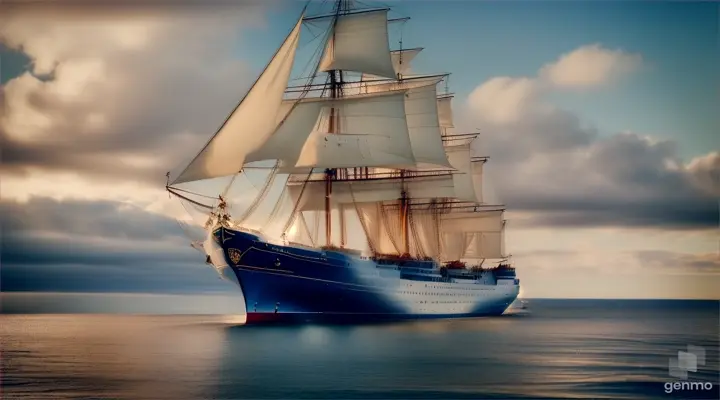 A beautiful ship on see movieing