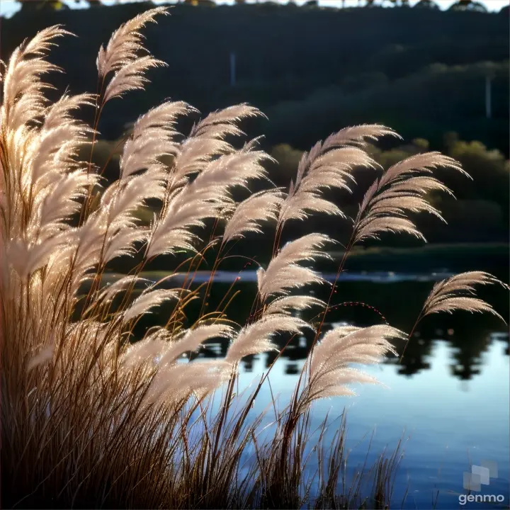 a close up of a plant with water in the background