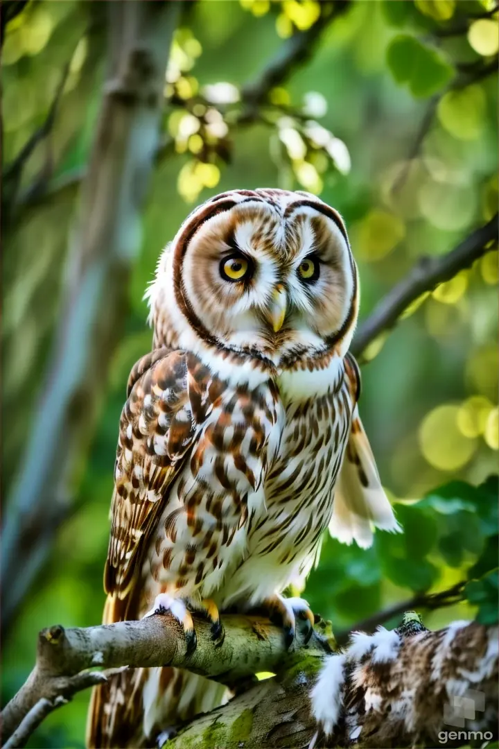 an owl sitting on top of a tree branch