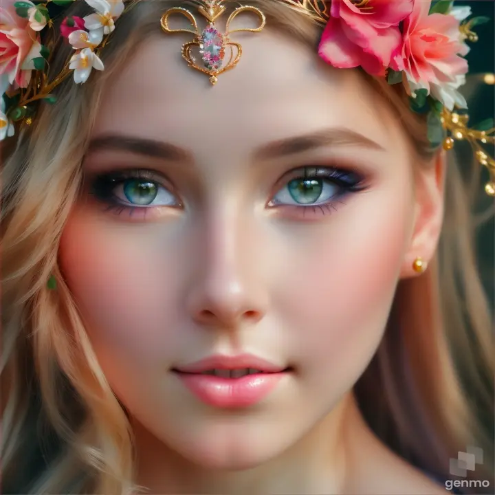 Beautiful русская girl blinking her beautiful eyes. There is a small tiara on the head.