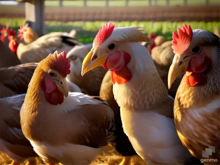 chickens peck grain

