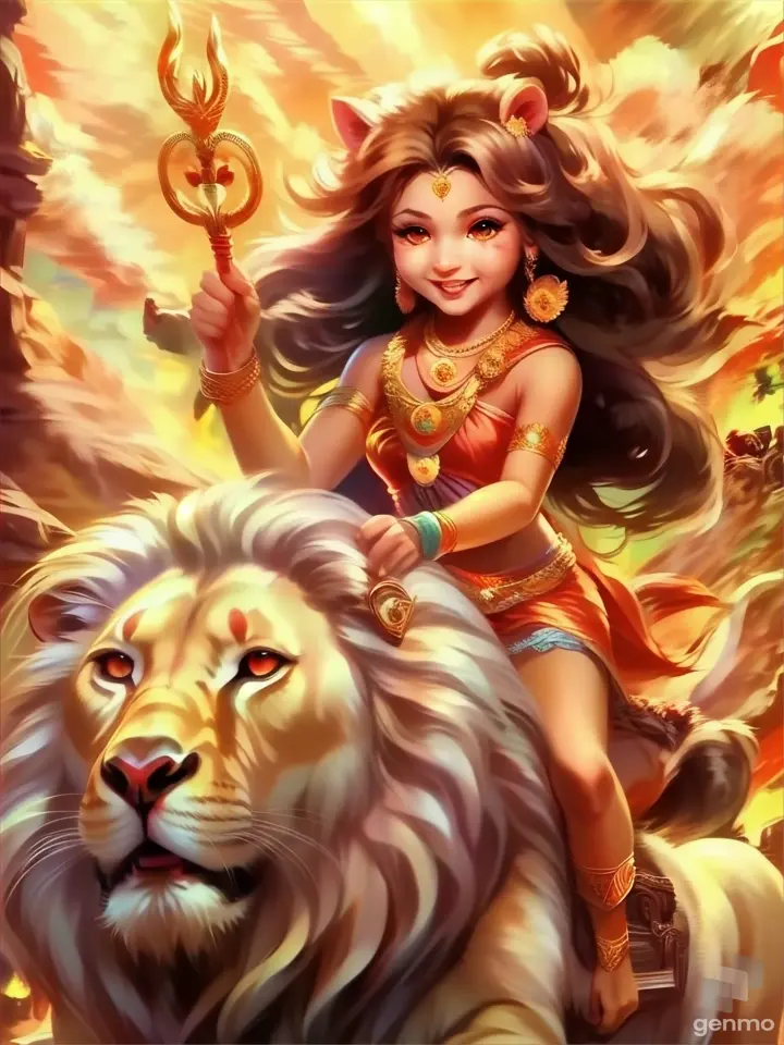 smile, fawn, happy, mythical creature, cg artwork, fun, art, lion, felidae, event