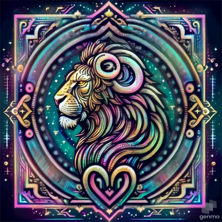 a zodiac sign with a lion's head in the center