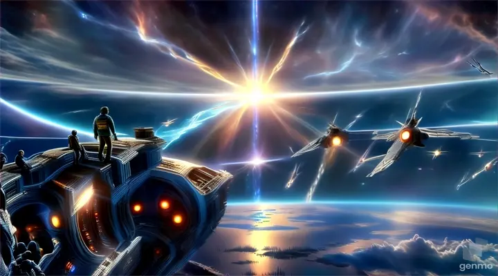 a man standing on the edge of a space station