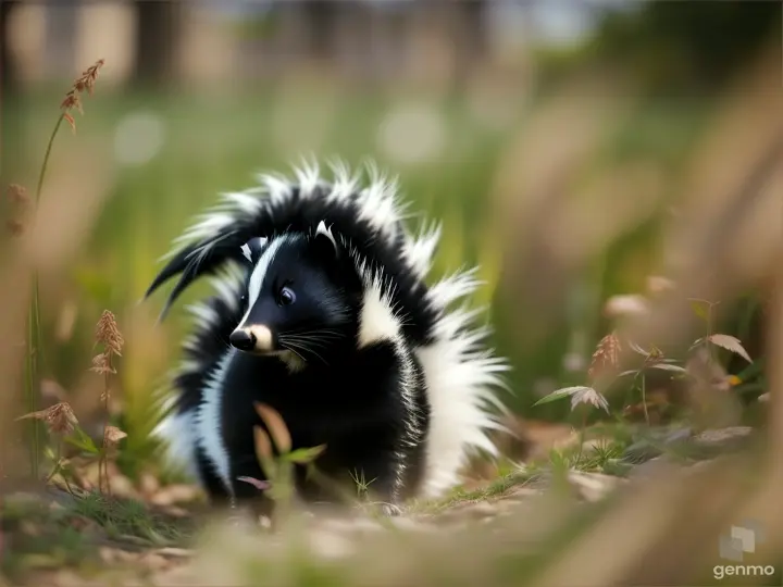 a skunk in a field of weed
