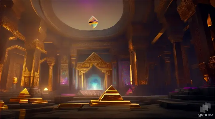 Nether portal gold prisms , ziggurat Arabic , sandskript, pillars,