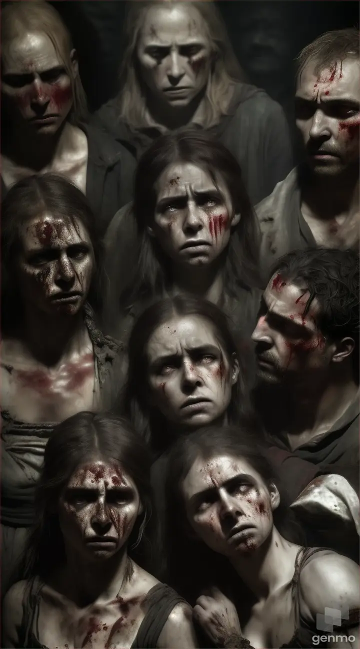 Cluster of dead and infected people in ancient time