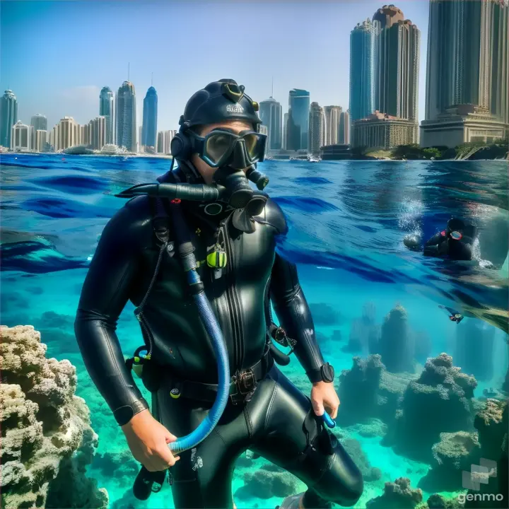 water, sky, blue, diving equipment, underwater diving, building, skyscraper, outdoor recreation, divemaster, leisure