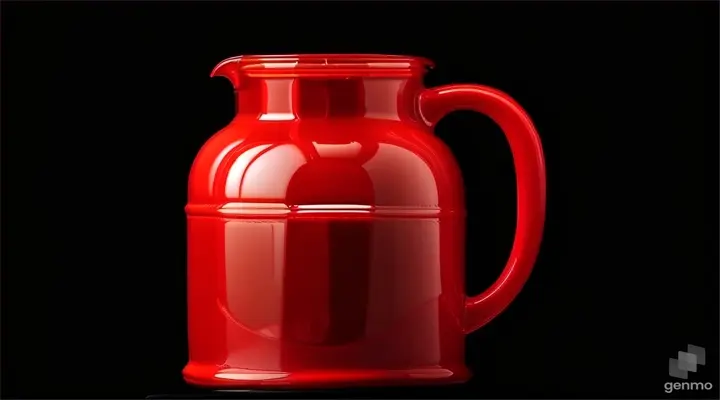 a red jug is shown on a black background