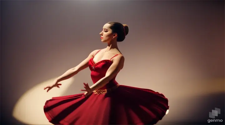 A ballerina dressed as Carmen dances the Spanish dance castonieta and often jumps. General plan