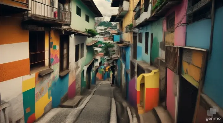 going up in the favela of Rio de Janeiro, realistic