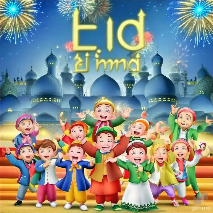 a group of children celebrating eid with fireworks video size 9.16 