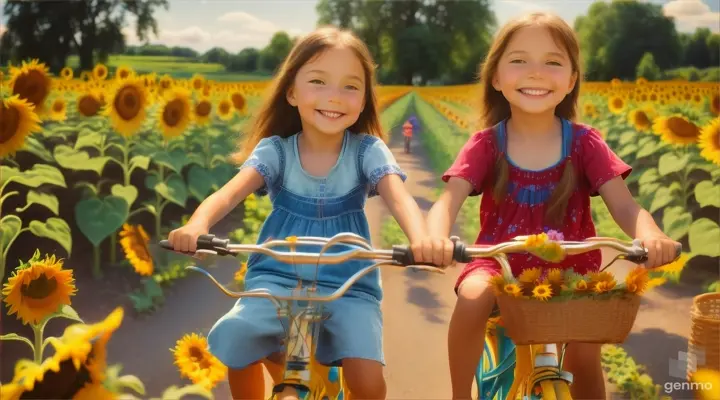 Children on bicycle happiness