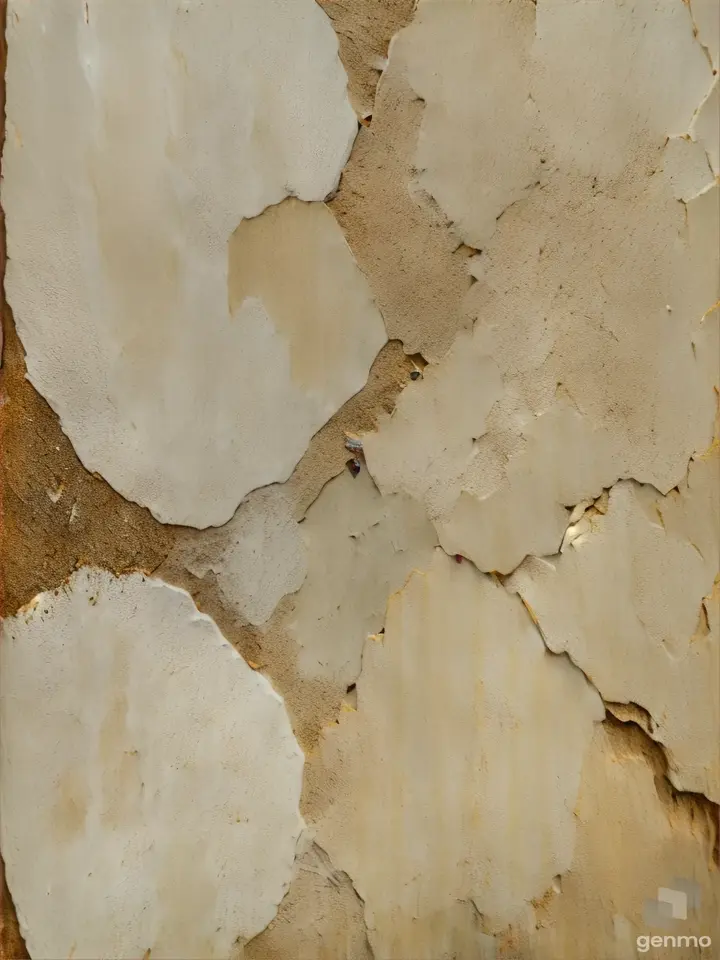 a close up of a rock wall with peeling paint