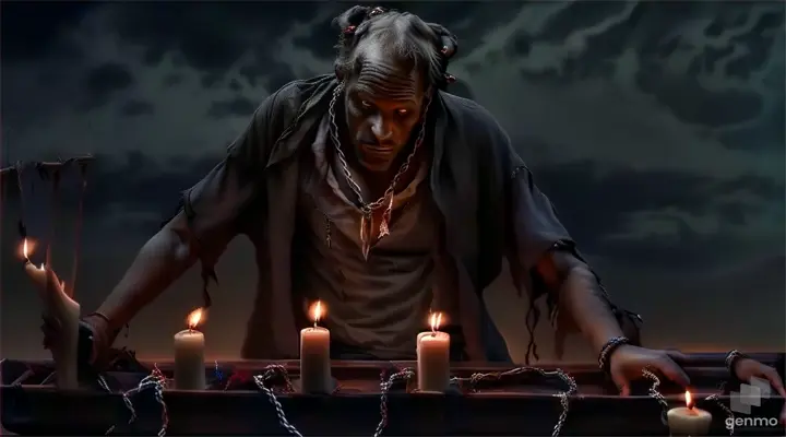 a man holding a tray with candles in it