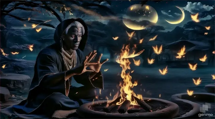a person sitting in front of a fire