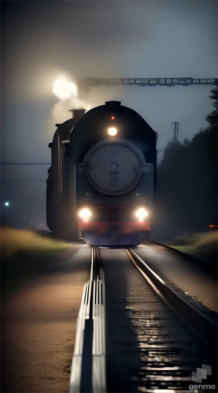 The Haunted Train's Arrival: Film a cinematic sequence of the ghostly train arriving near Thomas's house at midnight. Use visual effects to make the train look ominous and otherworldly, heightening the tension as Thomas approaches it.