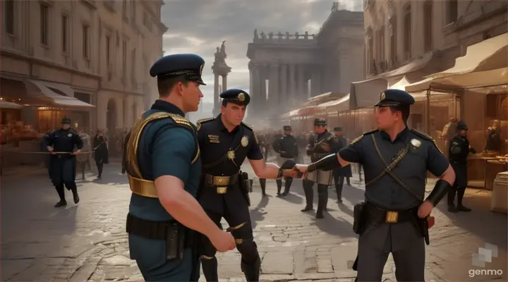 Ancient police arresting a thiefs