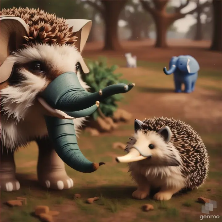 hedgehog and his friends like dog,cat, bird, elephant,fox . head to the forest