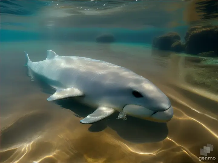 Sea animal baluga whale in sea water