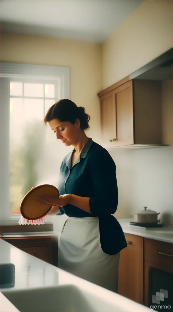 a woman cleaning plate